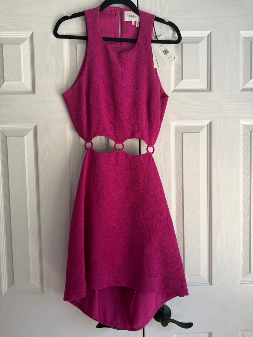 ba&sh Hot Pink Cutout Ring-Detail High-Low Dress